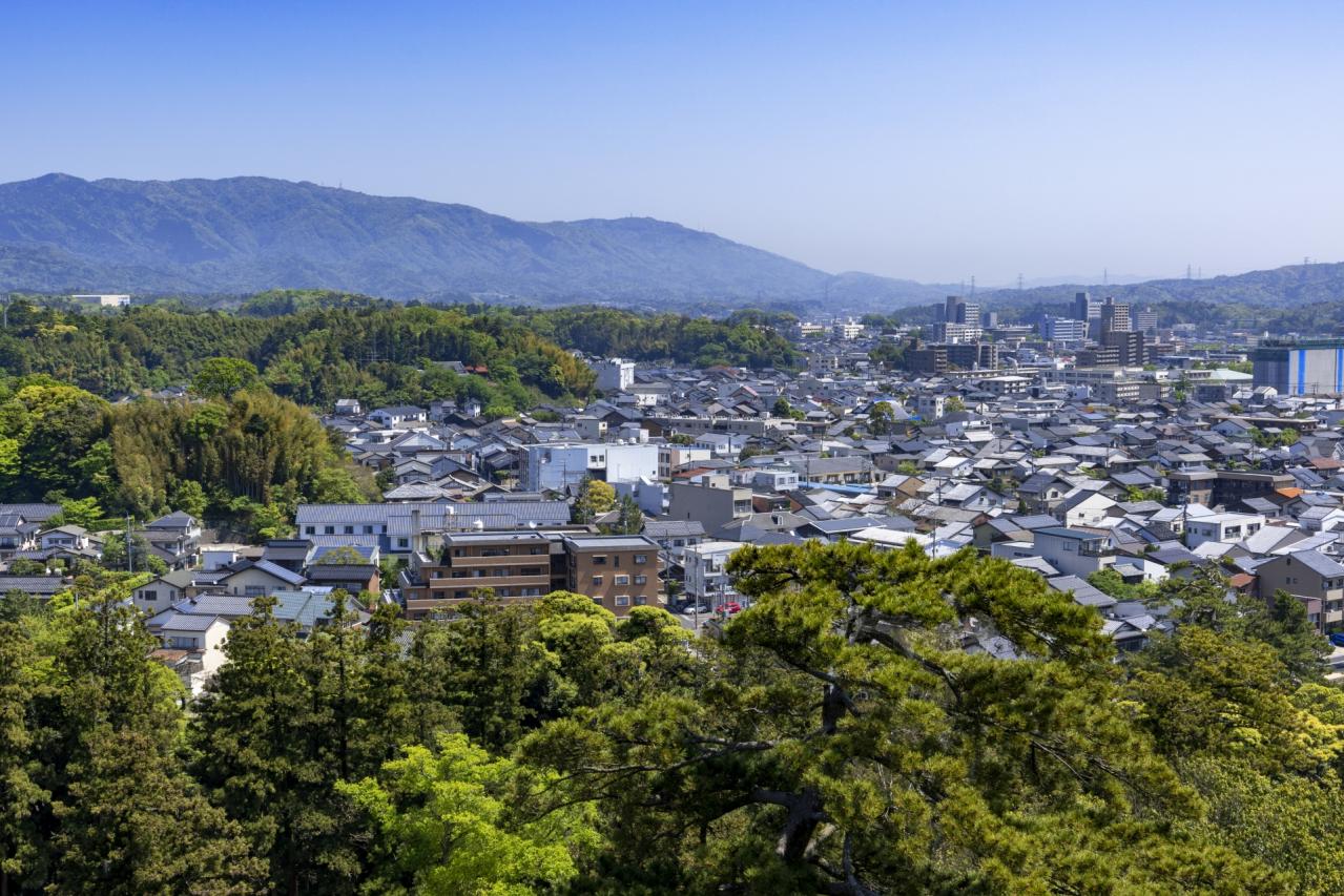 松江城から見た松江市の風景