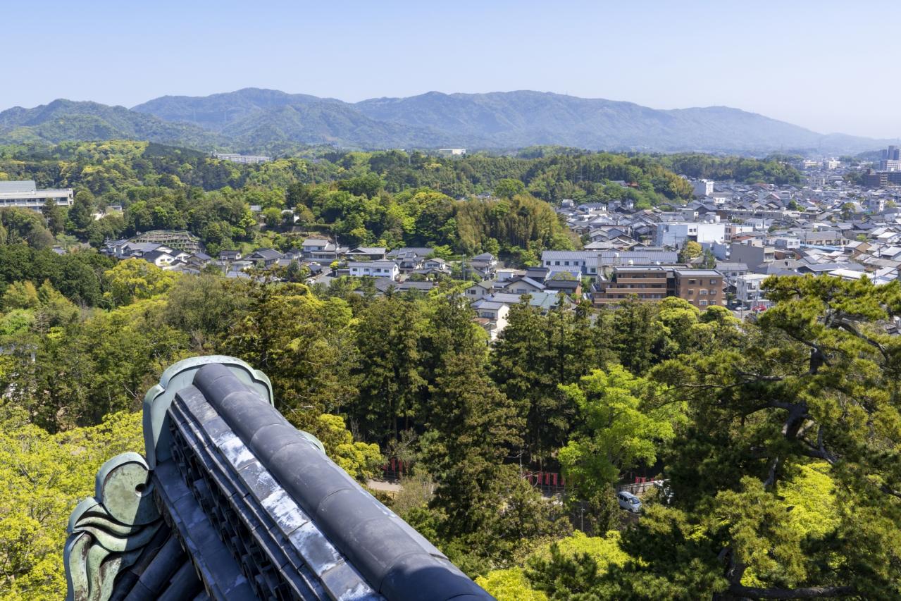 松江城から見た松江市の風景