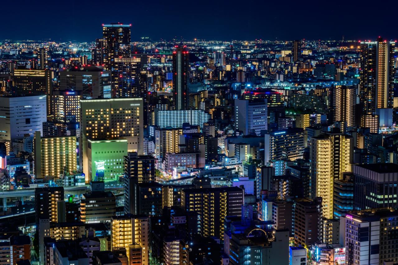 大阪夜景 梅田の街並み