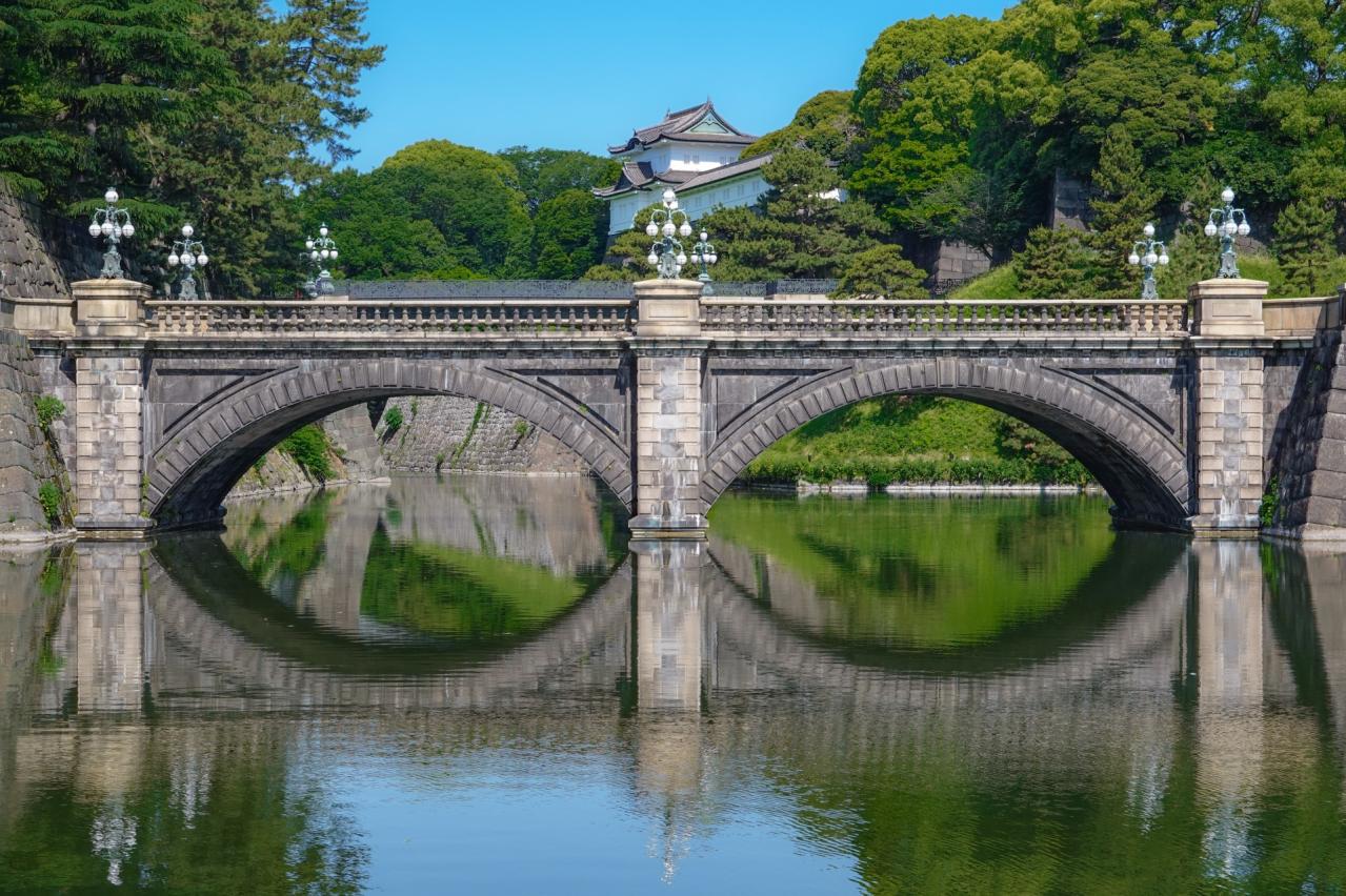 皇居外苑から望む二重橋こと正門石橋