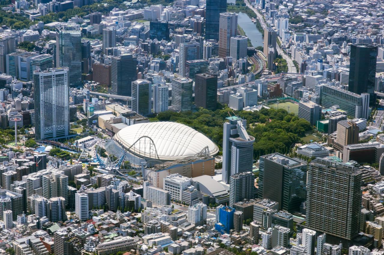 東京都文京区後楽一丁目付近を空撮