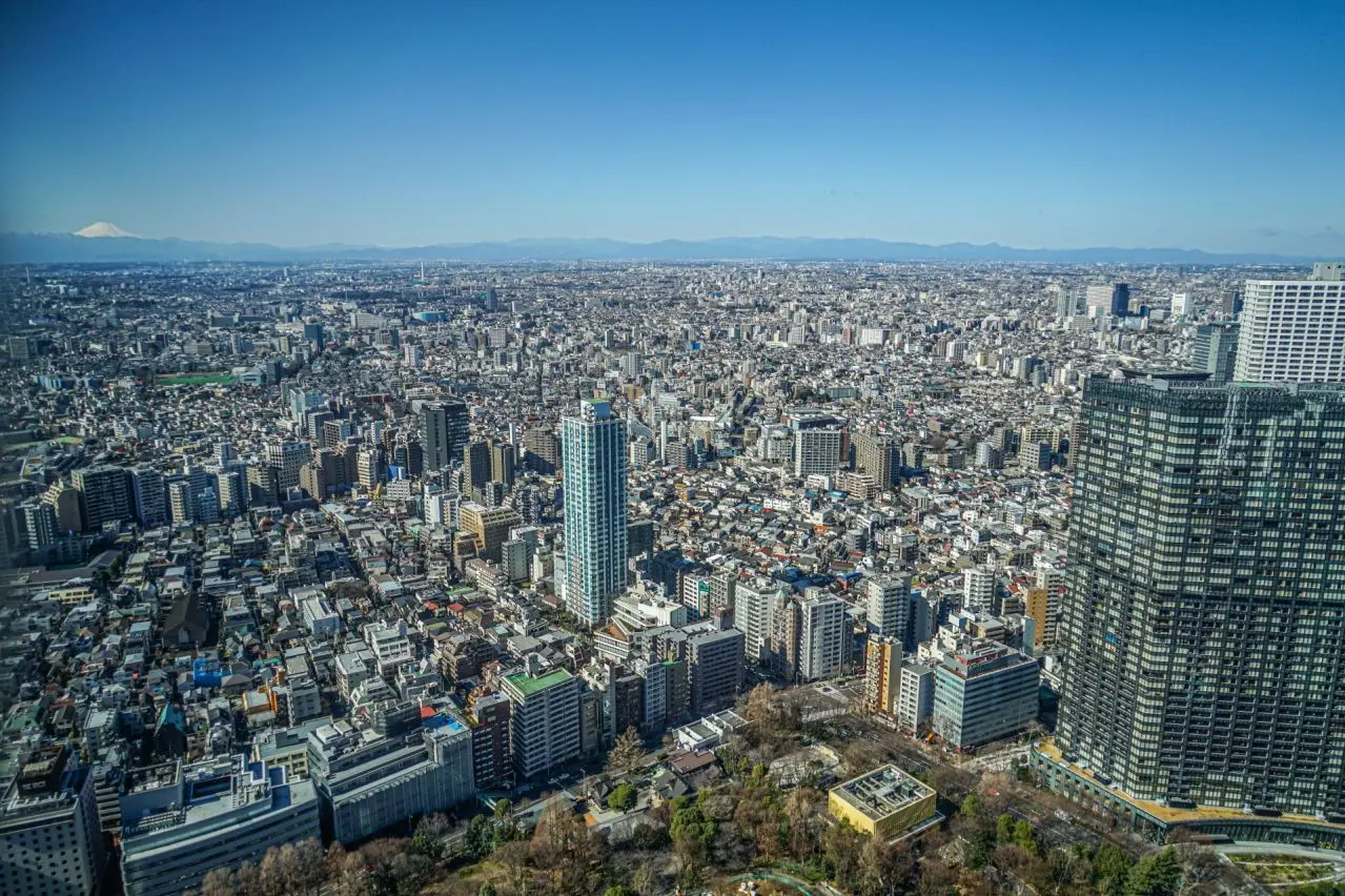 東京都庁の展望台から見える東京の街並み