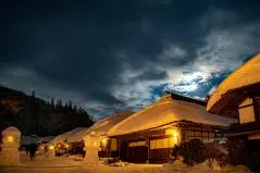 冬の大内宿　福島県下郷町